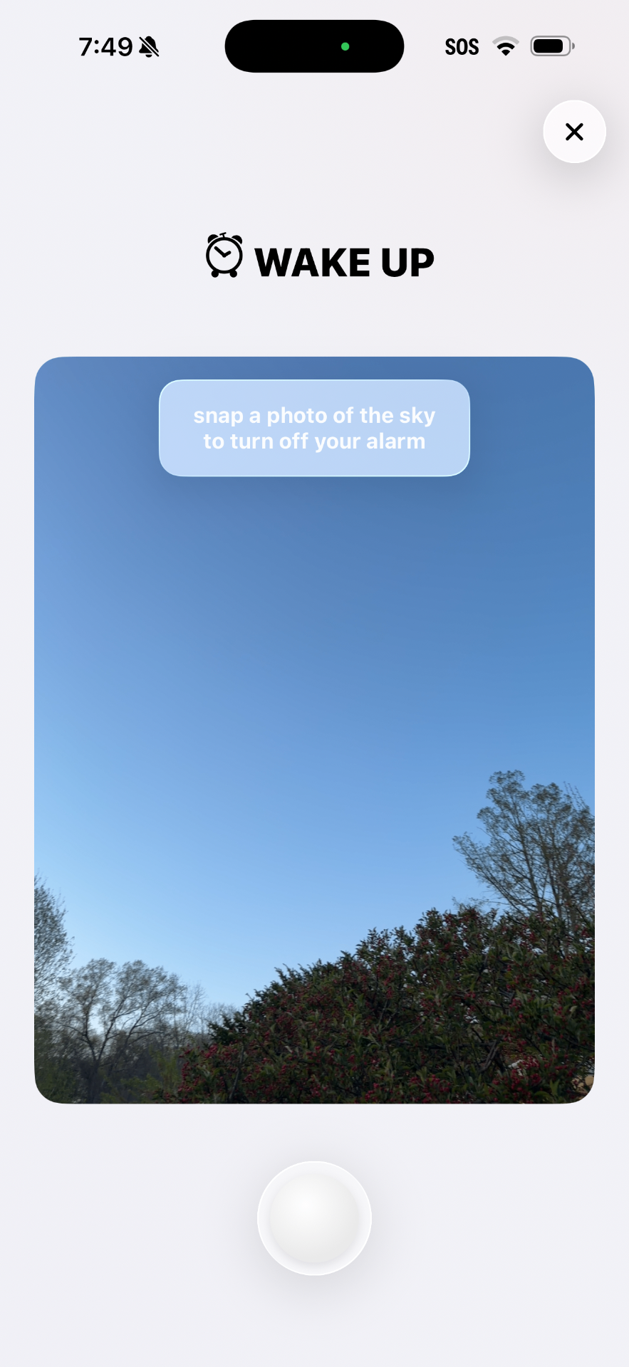 Sky photo challenge, snap the sky to disarm